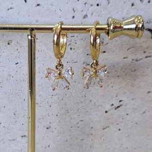 Brinco Argola Laço Pendurado c/ Zirconias