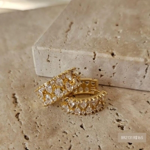 Brinco Argola Navetes e Zirconias