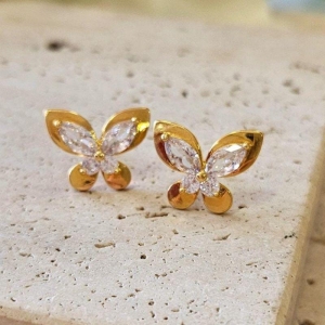 Brinco Borboleta Chapa e Zirconia