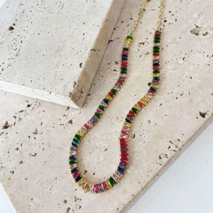 Choker Rivieira Baguet Cores Diversas