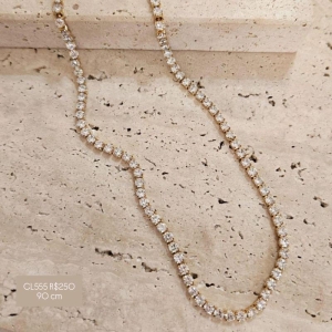 Colar Riviera Zircônia Cristal 90cm