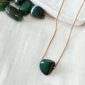 Gargantilha Pedra Natural Agata Verde 45cm