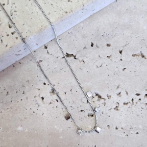 Gargantilha Quadrados e Zirconias 40+5cm