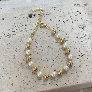 Pulseira Bola e Perolas 18cm