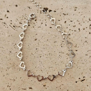 Pulseira Corações Vazados 18cm