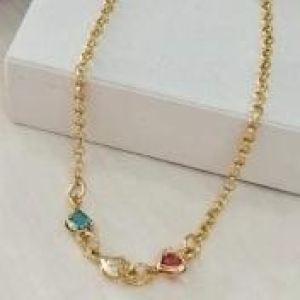 Pulseira Três Corações Zirconia Infantil 14cm