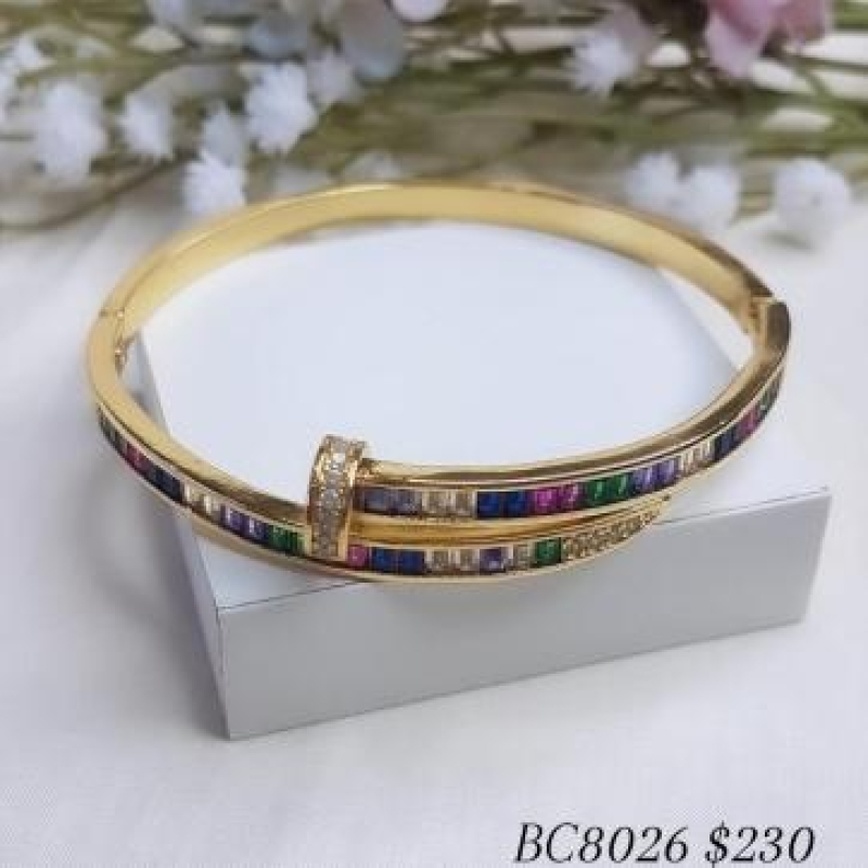 Bracelete Prego Cravejado Baguete Colorido 