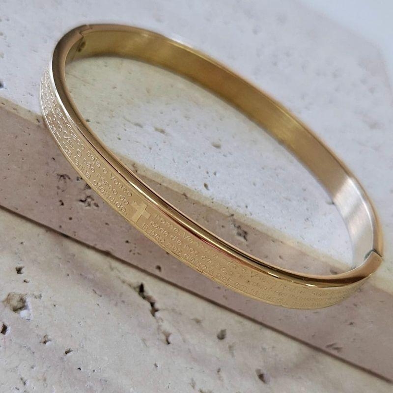 Bracelete Pai Nosso em Aço Inox