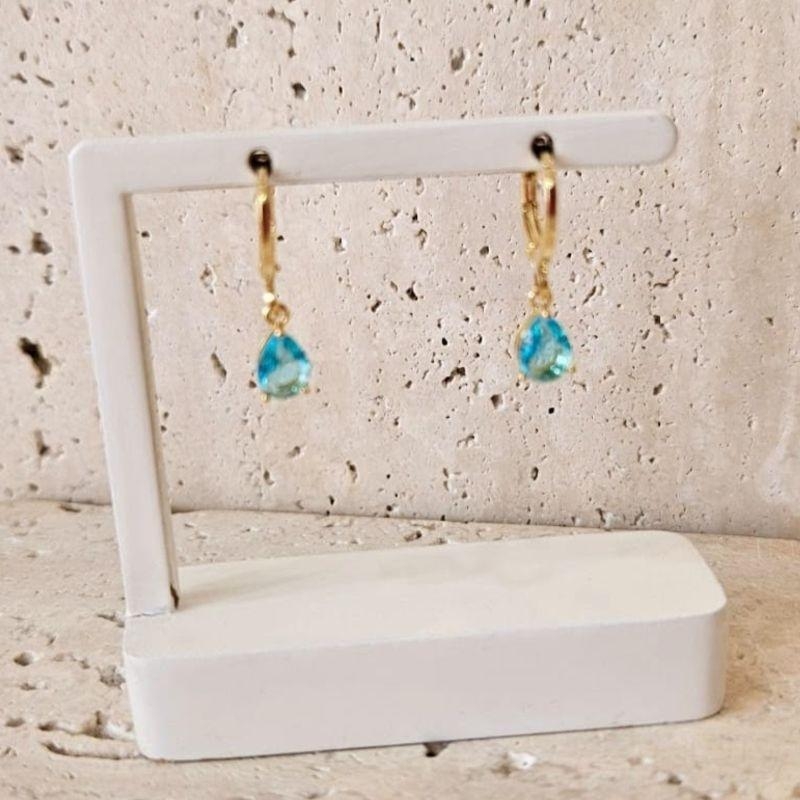Brinco Argola Gota Azul Claro