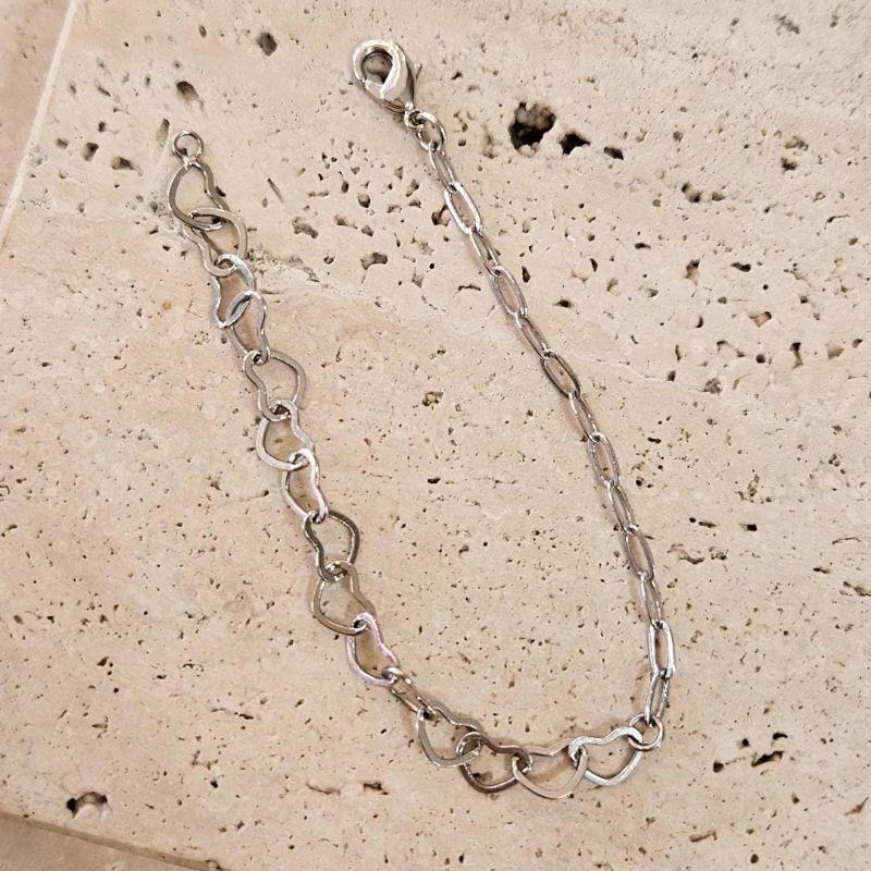Pulseira Mista Corrente de Coração Grande
