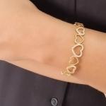 Bracelete Corações Liso e Cravejado