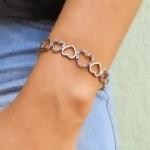 Bracelete Corações Liso e Cravejado