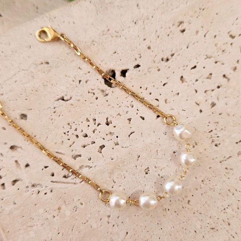 Pulseira Perolas com Corrente Veneziana
