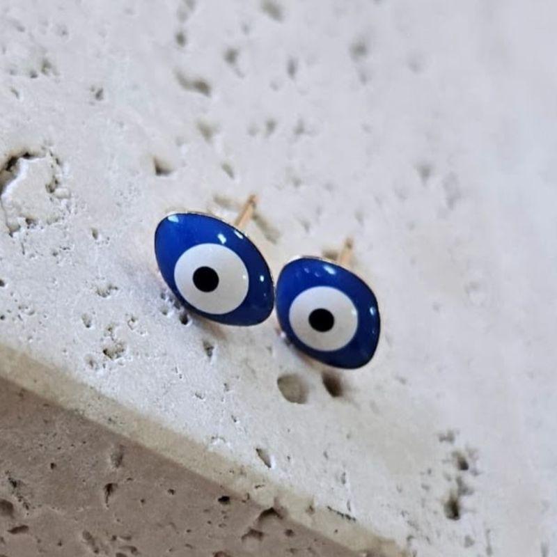 Brinco Olho Grego Azul Fixo