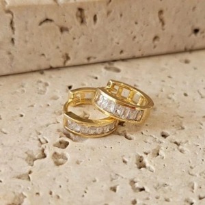 Brinco Argola Baguete Cristal Gde