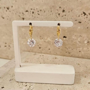 Brinco Argola Com Zirconia Pendurada