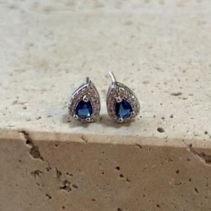 Brinco Gota Azul Cravejado Mini