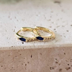 Brinco Argola com Pedra Azul Marinho