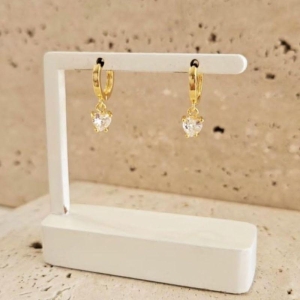 Brinco Argola Coração Zirconia Médio