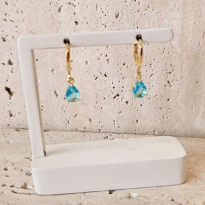 Brinco Argola Gota Azul Claro