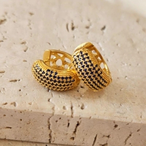 Brinco Argola Grossa Zirconia Azul Gde