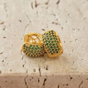 Brinco Argola Grossa Zirconia Verde Peq