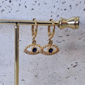 Brinco Argola Olho Grego Cravejado