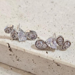 Brinco Ear Cuff Gotas Cristal