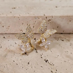 Brinco Flor Navetes e Borboletas