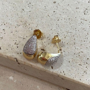 Brinco Gota Cravejada com Aplique