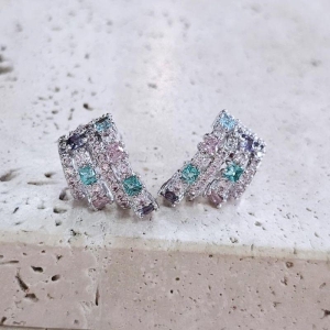 Brinco Multi Aros Cravejados Candy Color