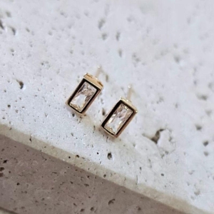 Brinco Retangulo Cristal Caixa