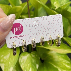 Brinco Trio Argolas Zirconias Negras