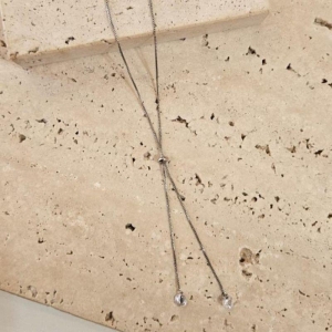 Gargantilha Gravatinha 80cm Duplo Zirconia R