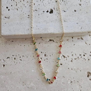 Gargantilha Infantil Corações Coloridos 35cm