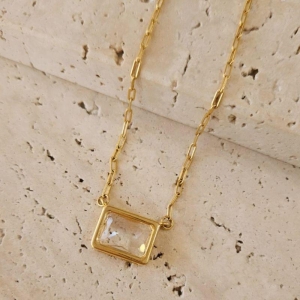 Gargantilha Pedra Retangular com Corrente Cartier 45cm