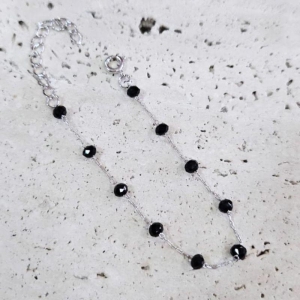 Pulseira Cristais Negros 18cm
