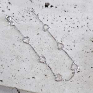 Pulseira Veneziana com Coração Vazado 18cm