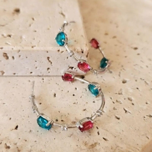 Brinco Argola Aberta Zircônia Candy Colors  R