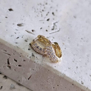 Brinco Argola Clic Cravejada Mini 3 Fileiras