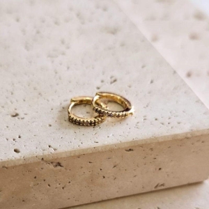 Brinco Argola Cravejada Fina Media