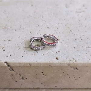 Brinco Argola Cravejada Fina Peq