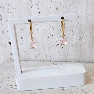 Brinco Argola Gota Rosa