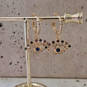 Brinco Argola Olho Grego Cilios Colors