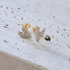 Brinco Coração Comprido Cravejado Peq