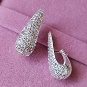 Brinco Gota Clic Moderna Cravejada Prata