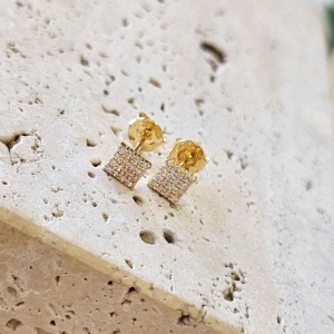 Brinco Quadradinho Cravejado