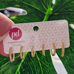 Brinco Trio Argolas Trançadas