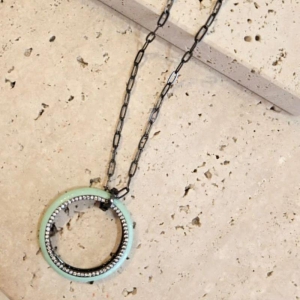 Colar Mandala Esmaltada Mint 60cm