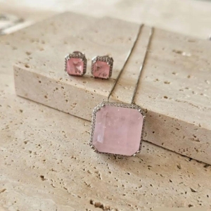 Conjunto Pedra Fusion Rosa 45cm